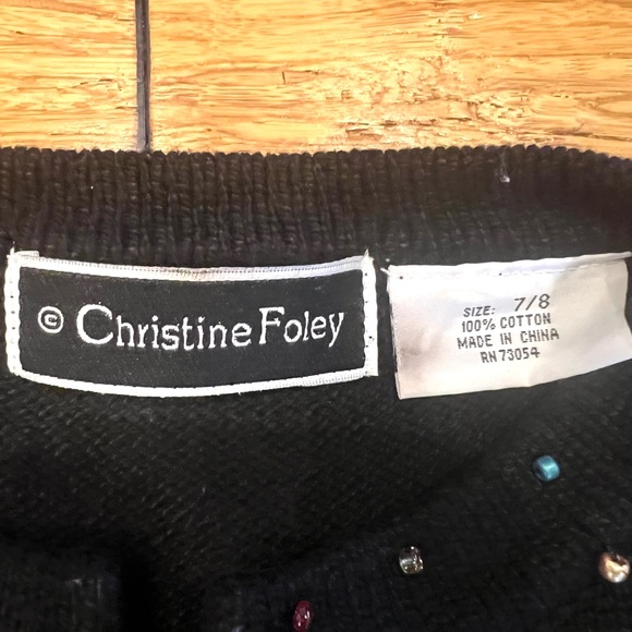 Child’s Christmas sweater girls holiday cardigan Christina foley 7/8 - Picture 3 of 5